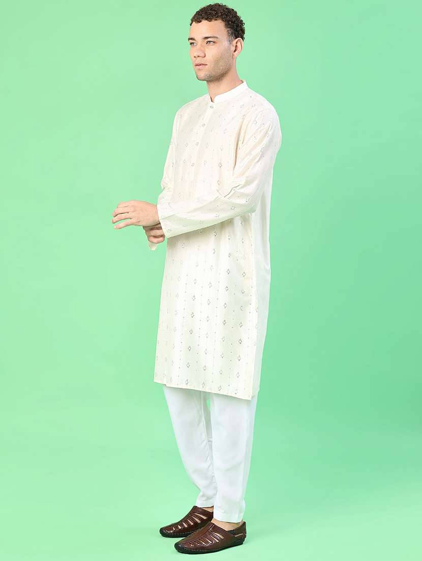 men long sleeve kurta and pyjama set - 21942338 -  Standard Image - 4