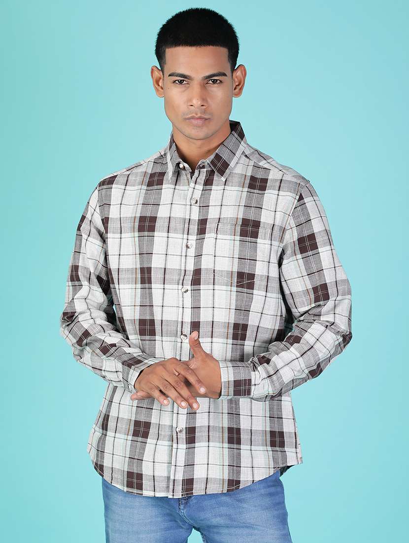 men checkered collared long sleeve shirt - 21942380 -  Standard Image - 1