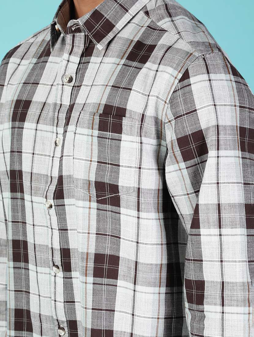 men checkered collared long sleeve shirt - 21942380 -  Standard Image - 4