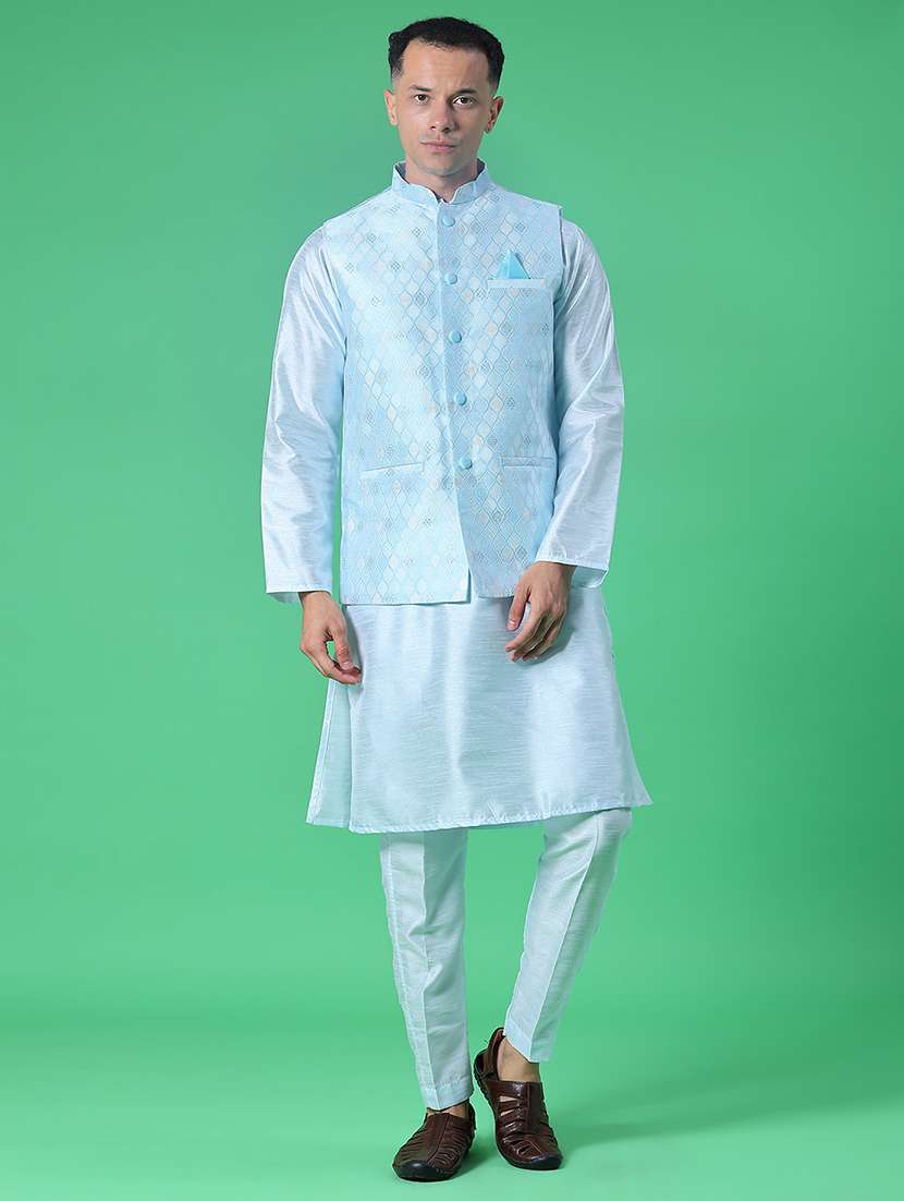 men long sleeve kurta and pyjama set with jacket - 21942410 -  Standard Image - 1