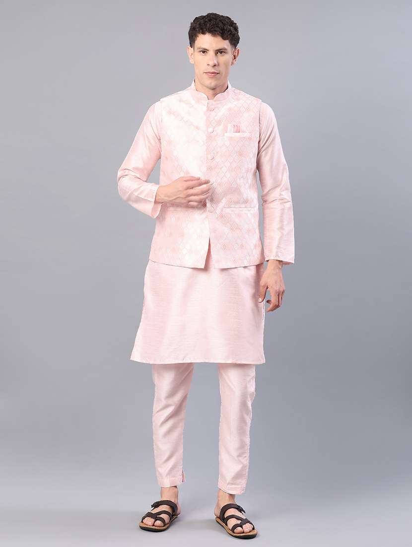 men long sleeve kurta and pyjama set with jacket - 21942411 -  Standard Image - 1