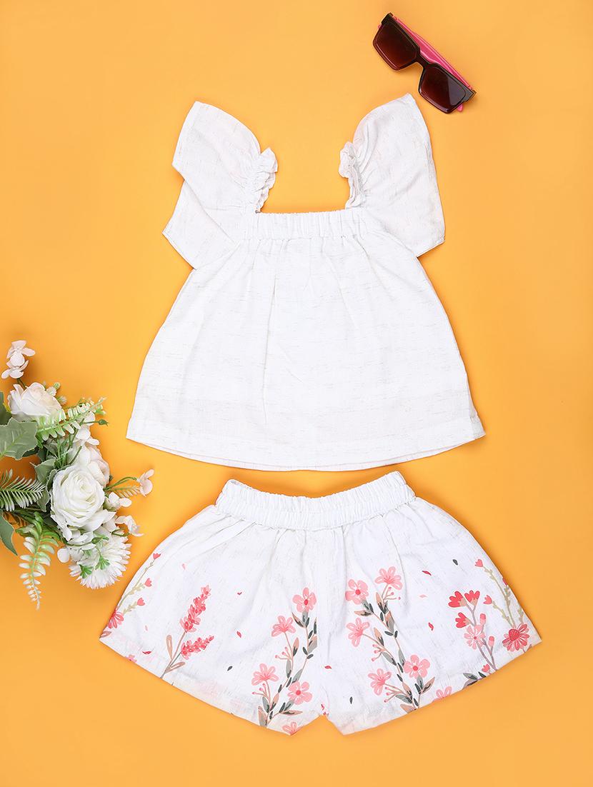 girls floral printed top & shorts set - 21942420 - Standard Image - 1