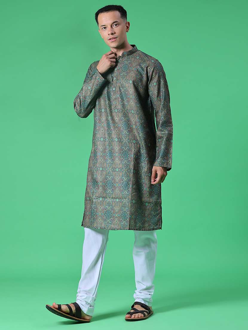 men long sleeve kurta and pyjama set - 21942446 -  Standard Image - 1