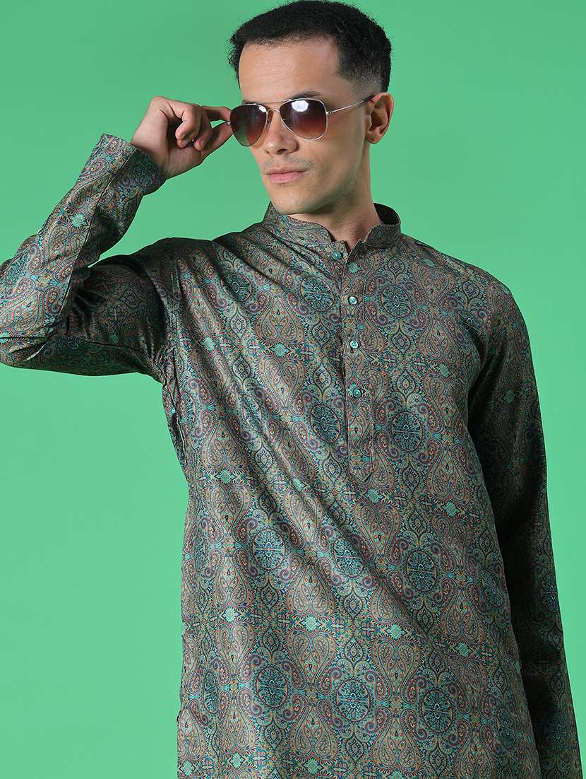 men long sleeve kurta and pyjama set - 21942446 -  Standard Image - 4