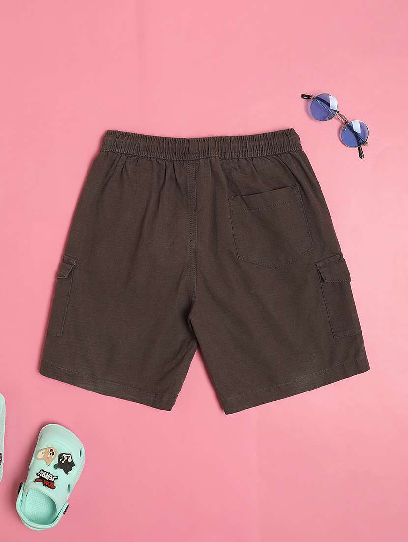 girls solid mid rise cargo shorts - 21942831 -  Standard Image - 1