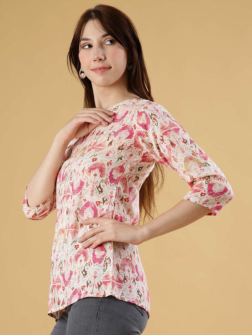 women printed three quarter sleeve kurti - 21942925 -  Standard Image - 1