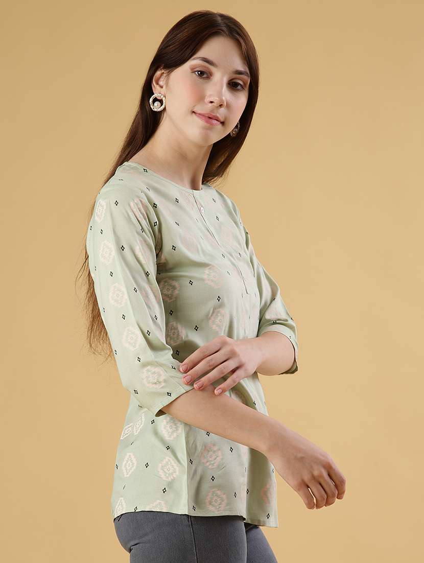 women printed three quarter sleeve kurti - 21942926 -  Standard Image - 1
