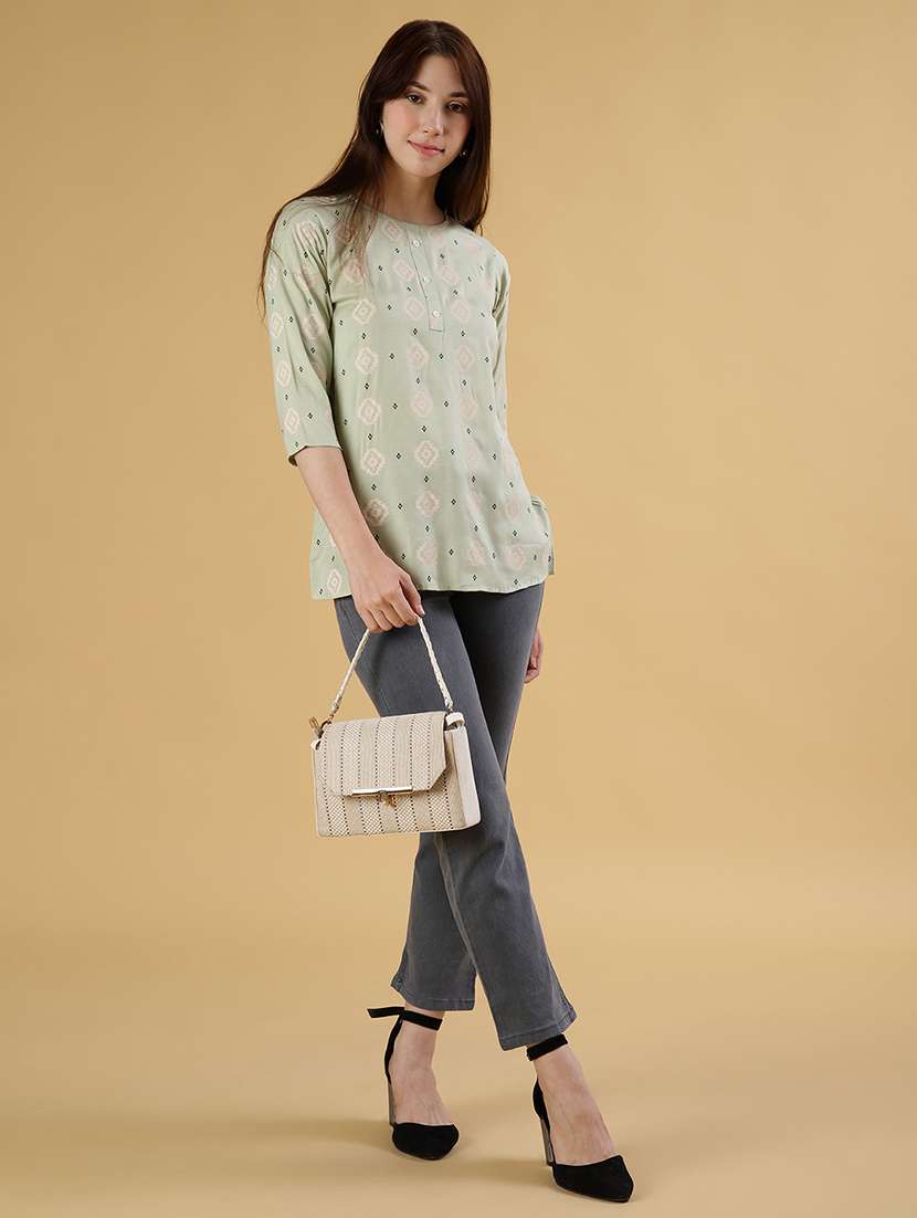 women printed three quarter sleeve kurti - 21942926 -  Standard Image - 4