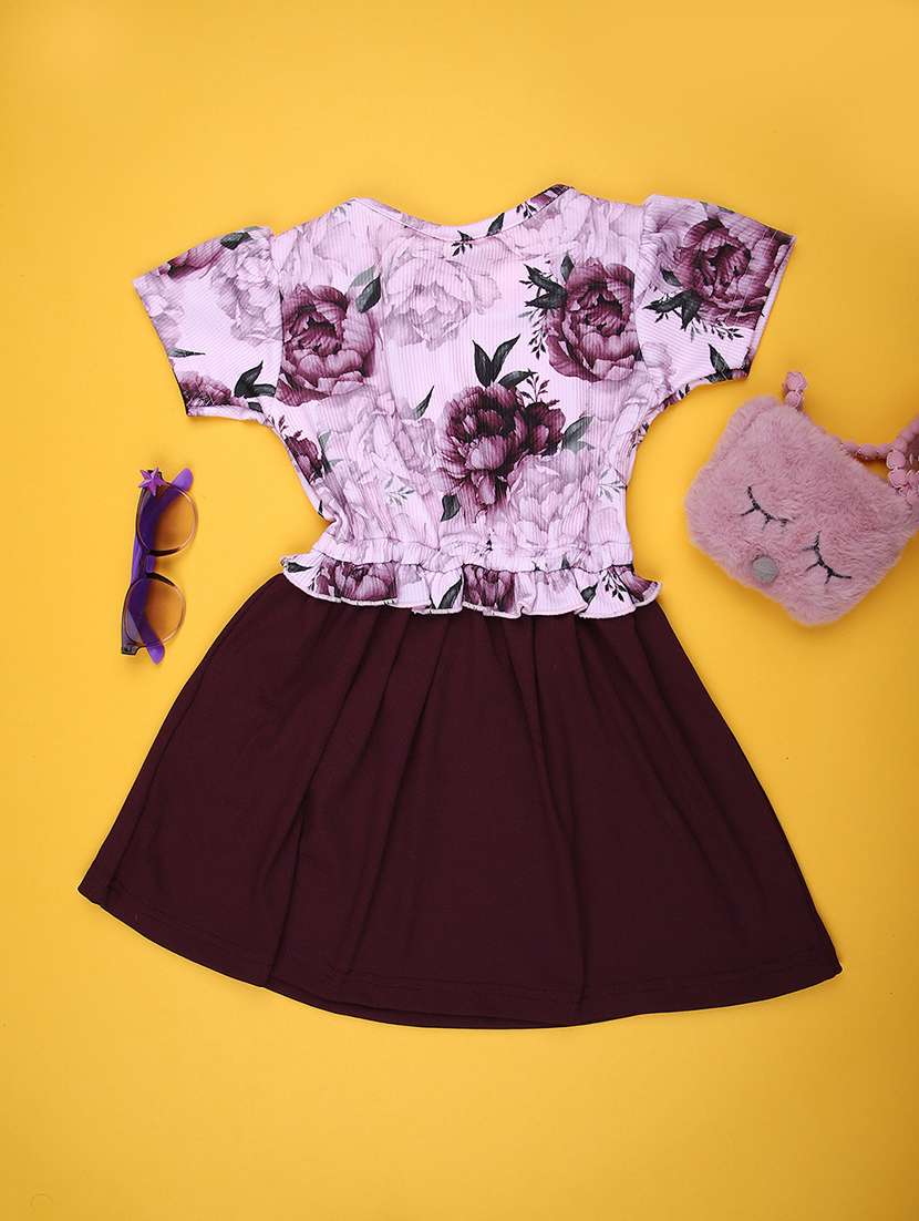 girls floral print short sleeve fit & flare dress - 21942937 -  Standard Image - 1