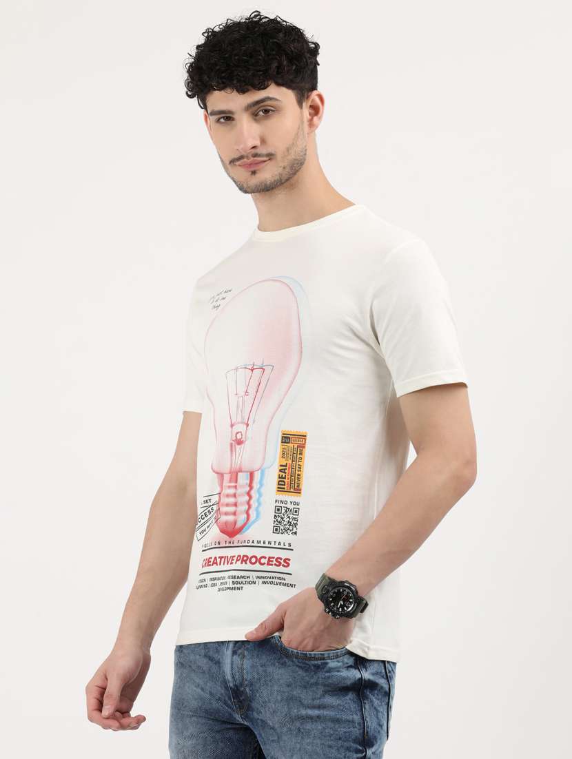 men front print round neck regular fit t-shirt - 21942979 -  Standard Image - 1