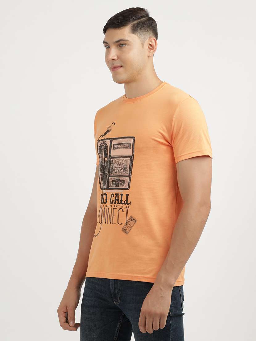 men front print round neck regular fit t-shirt - 21942984 -  Standard Image - 1