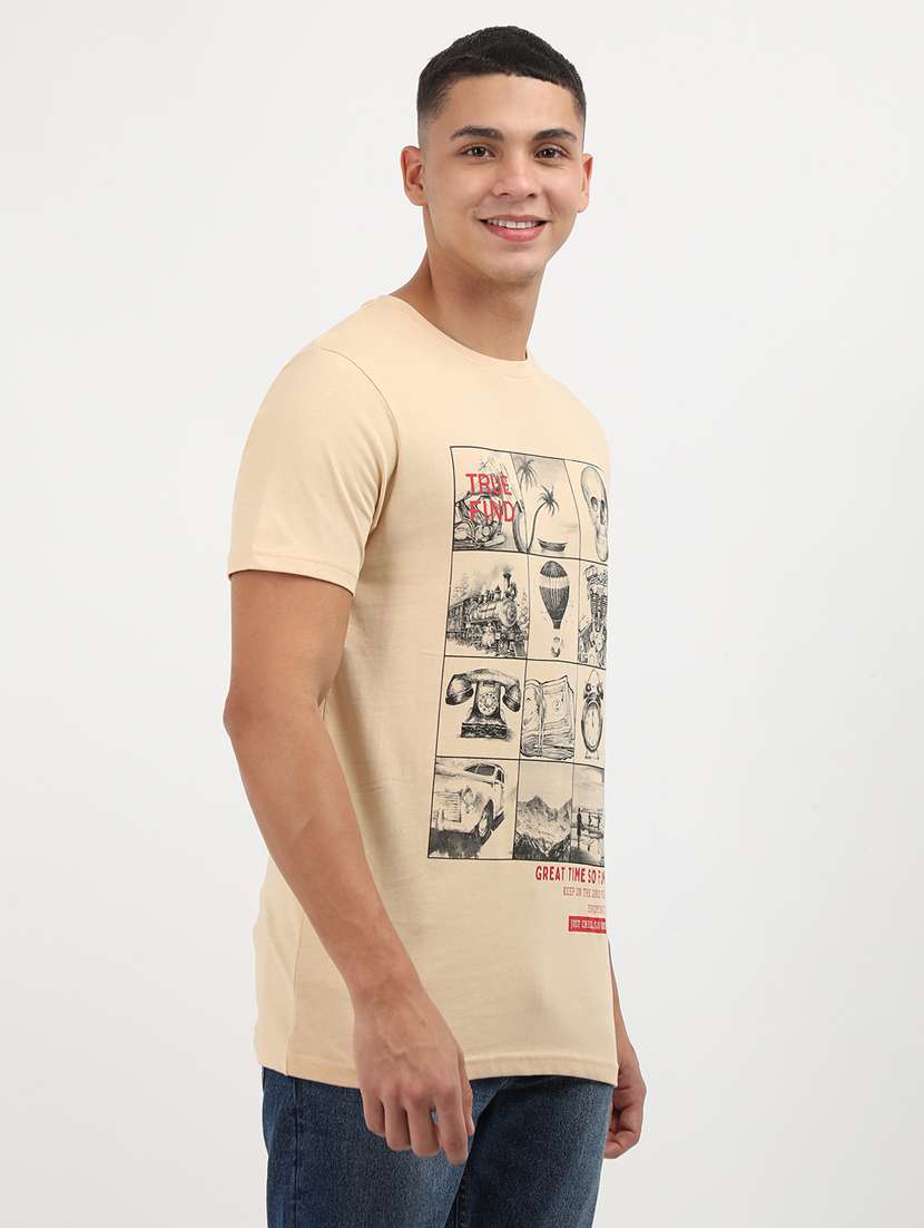 men front print round neck regular fit t-shirt - 21942985 -  Standard Image - 1