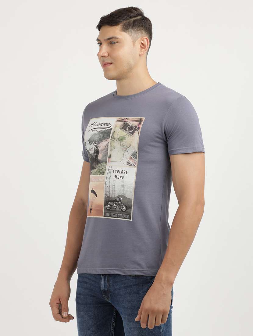 men front print round neck regular fit t-shirt - 21942989 -  Standard Image - 1