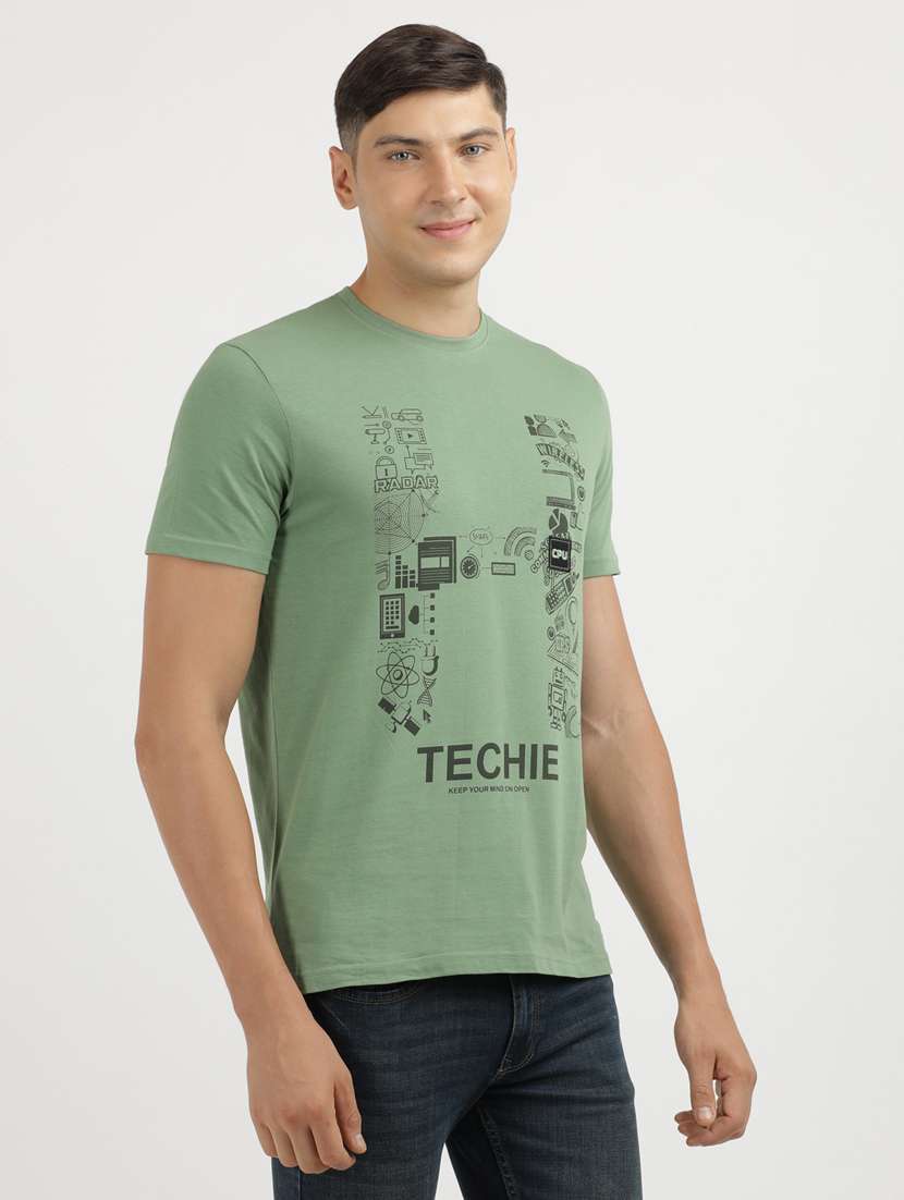 men front print round neck regular fit t-shirt - 21942992 -  Standard Image - 1