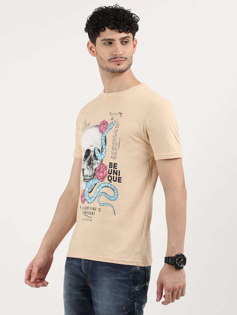 men front print round neck regular fit t-shirt - 21943009 -  Standard Image - 1