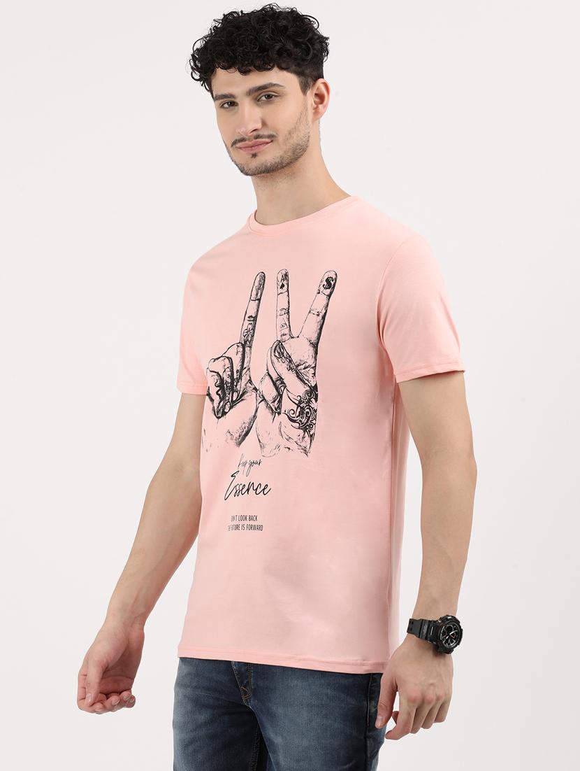 men front print round neck regular fit t-shirt - 21943011 - Standard Image - 1
