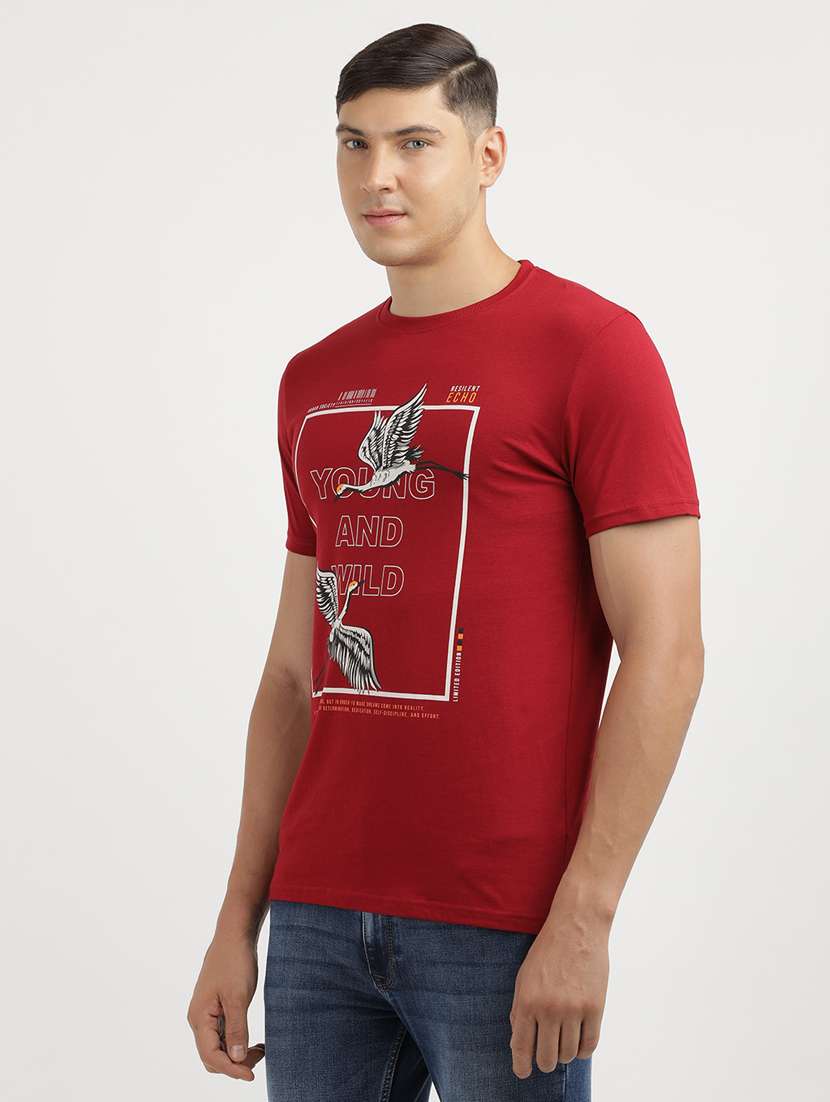 men front print round neck regular fit t-shirt - 21943017 -  Standard Image - 1
