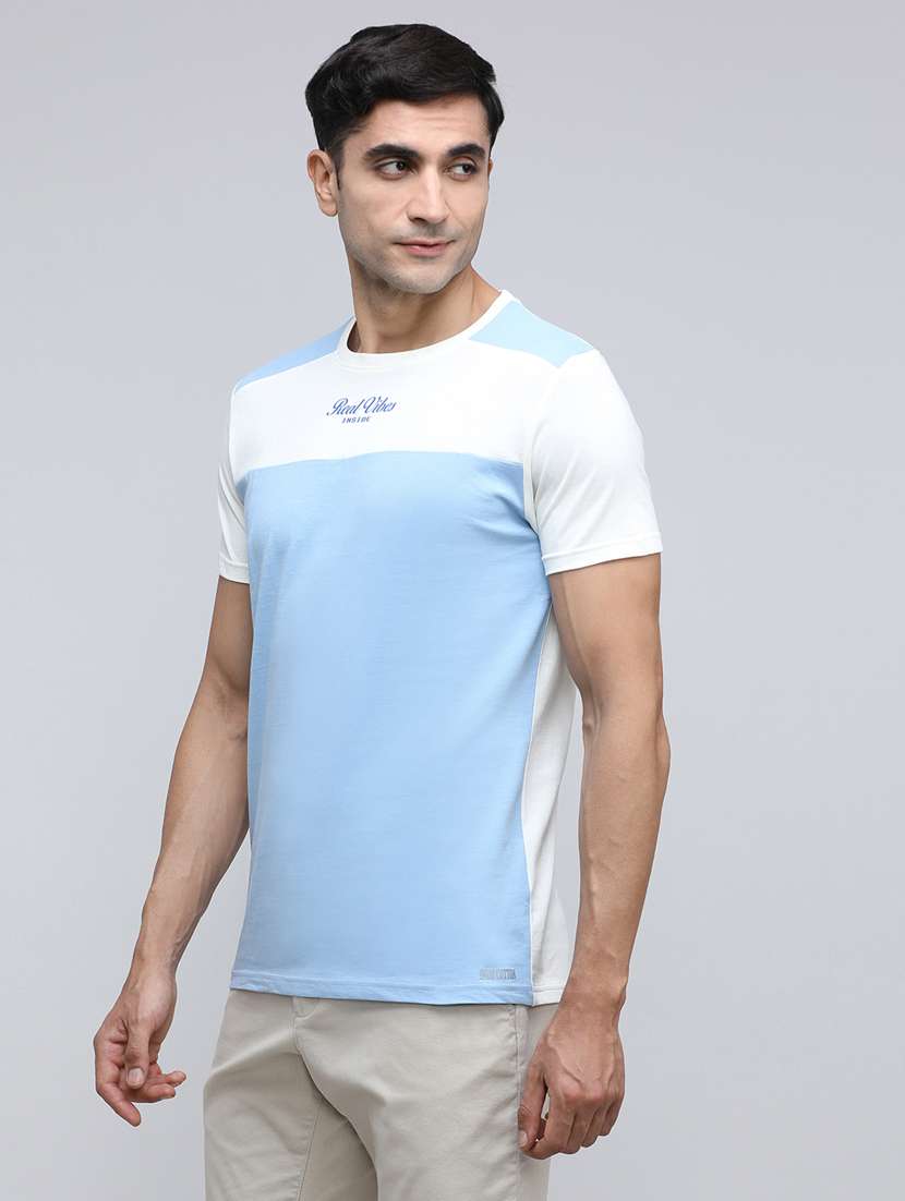 men color block short sleeve slim fit t-shirt - 21943022 -  Standard Image - 1