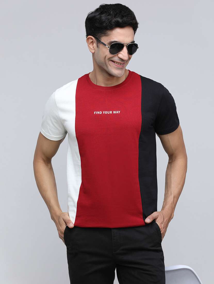 men color block short sleeve slim fit t-shirt