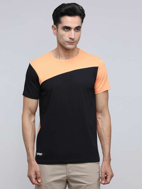 men color block short sleeve slim fit t-shirt - 21943027 - Standard Image - 0