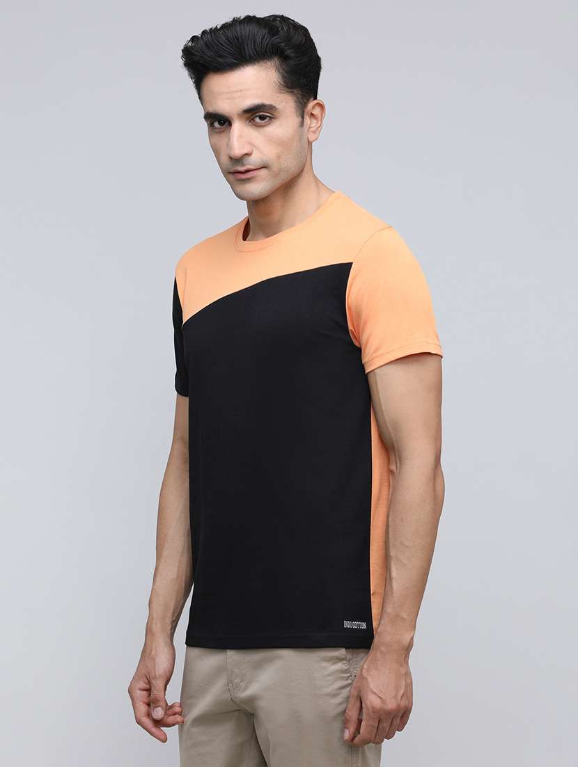 men color block short sleeve slim fit t-shirt - 21943027 - Standard Image - 1