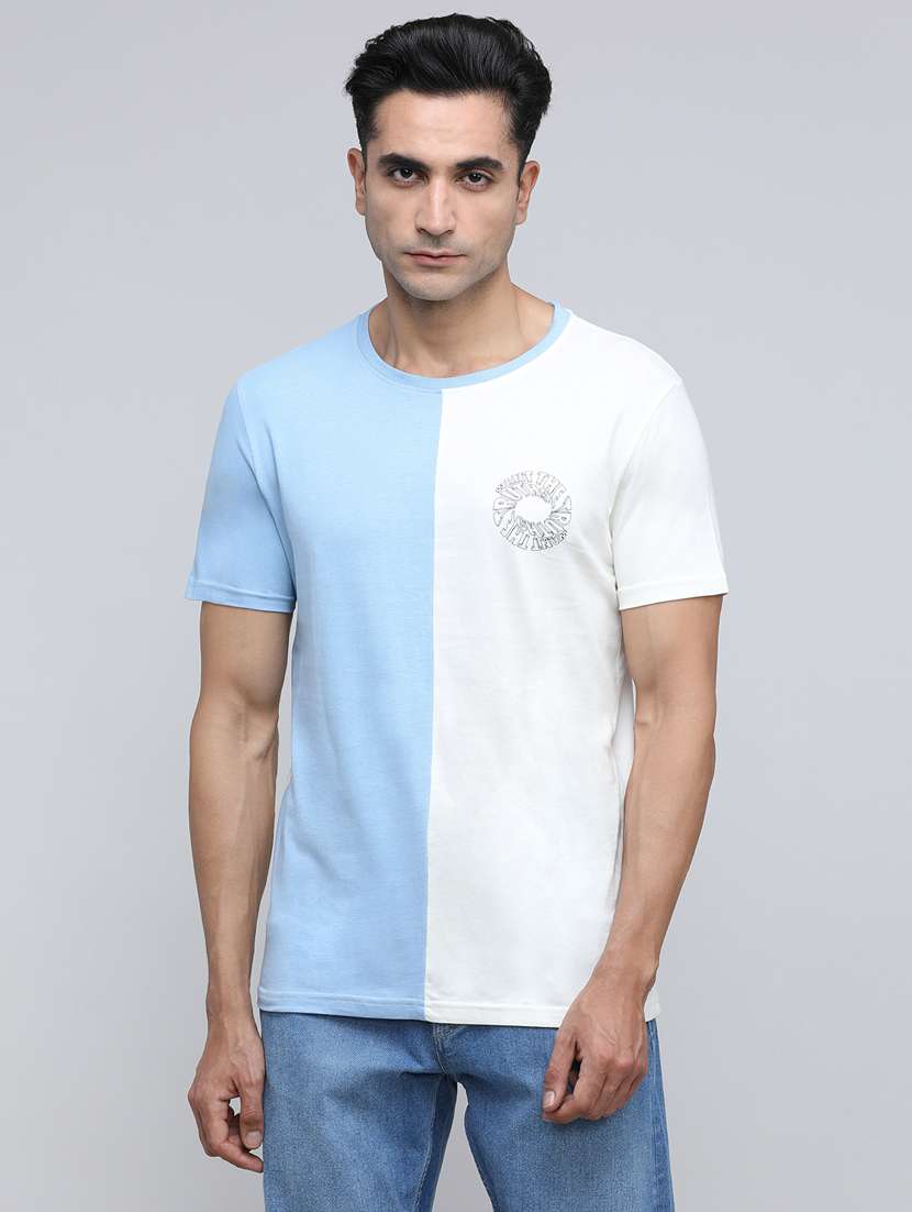 men color block short sleeve slim fit t-shirt