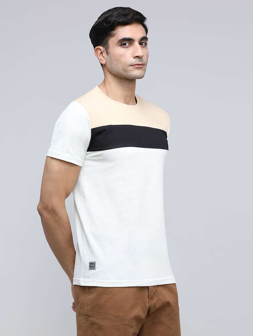 men color block short sleeve slim fit t-shirt - 21943031 -  Standard Image - 1