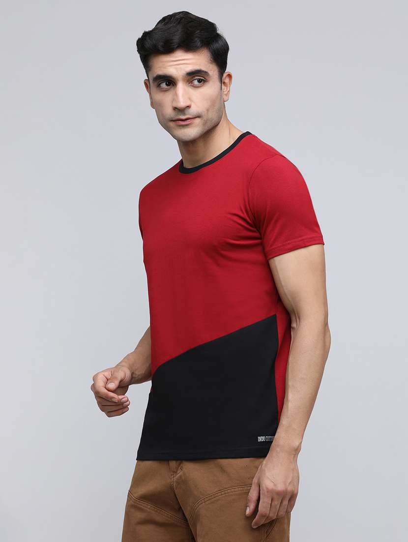 men color block short sleeve slim fit t-shirt - 21943032 -  Standard Image - 1