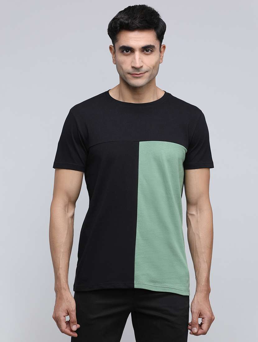 men color block short sleeve slim fit t-shirt