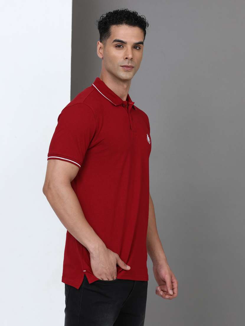 men solid short sleeve slim fit polo t-shirt - 21943034 -  Standard Image - 1