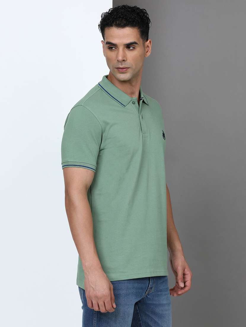 men solid short sleeve slim fit polo t-shirt - 21943036 -  Standard Image - 1