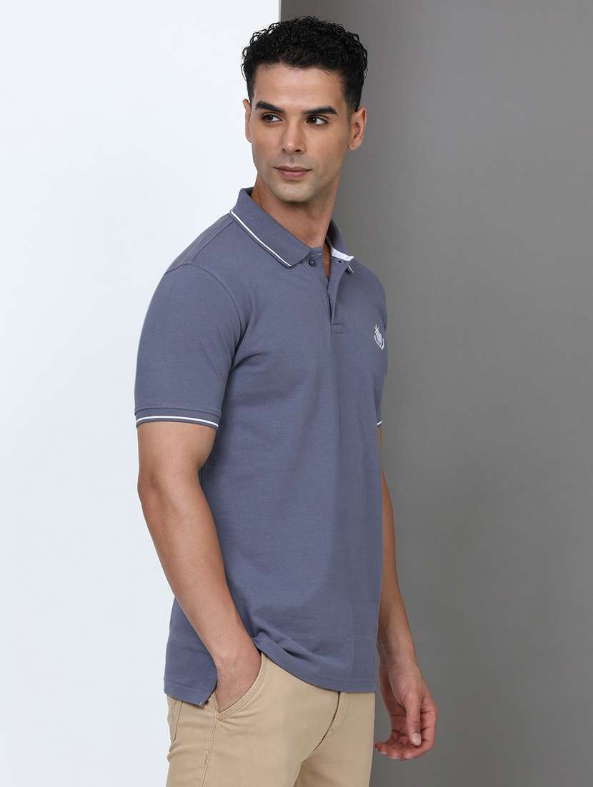 men solid short sleeve slim fit polo t-shirt - 21943037 -  Standard Image - 1