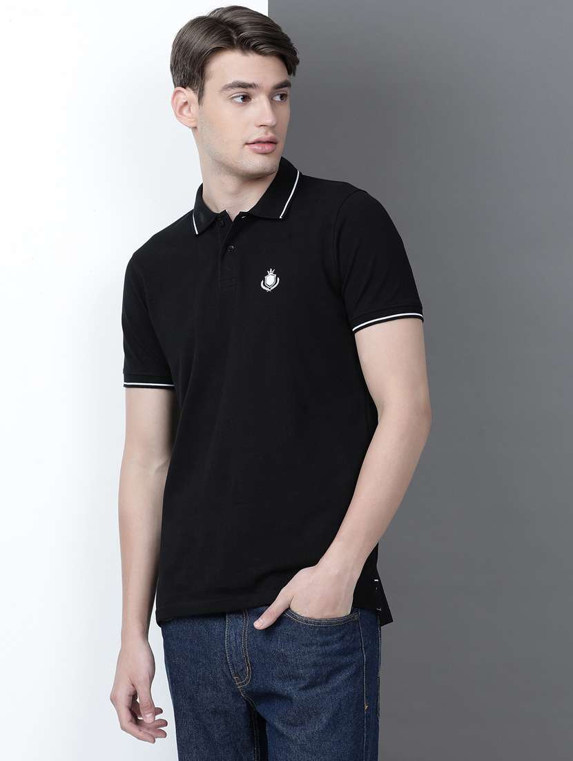 men solid short sleeve slim fit polo t-shirt - 21943044 -  Standard Image - 1