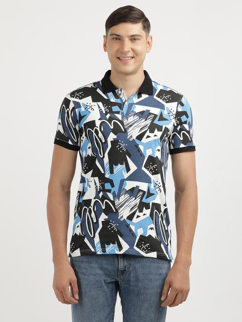 men printed short sleeve slim fit polo t-shirt - 21943046 -  Standard Image - 0
