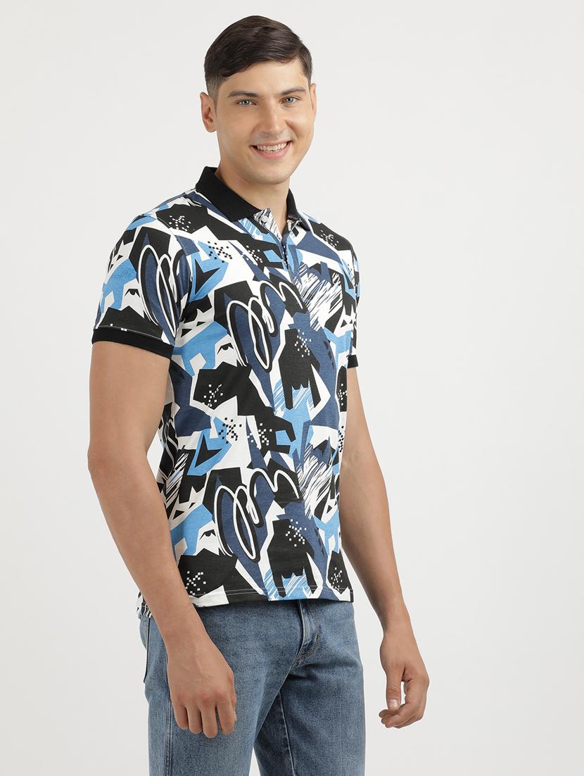 men printed short sleeve slim fit polo t-shirt - 21943046 - Standard Image - 1