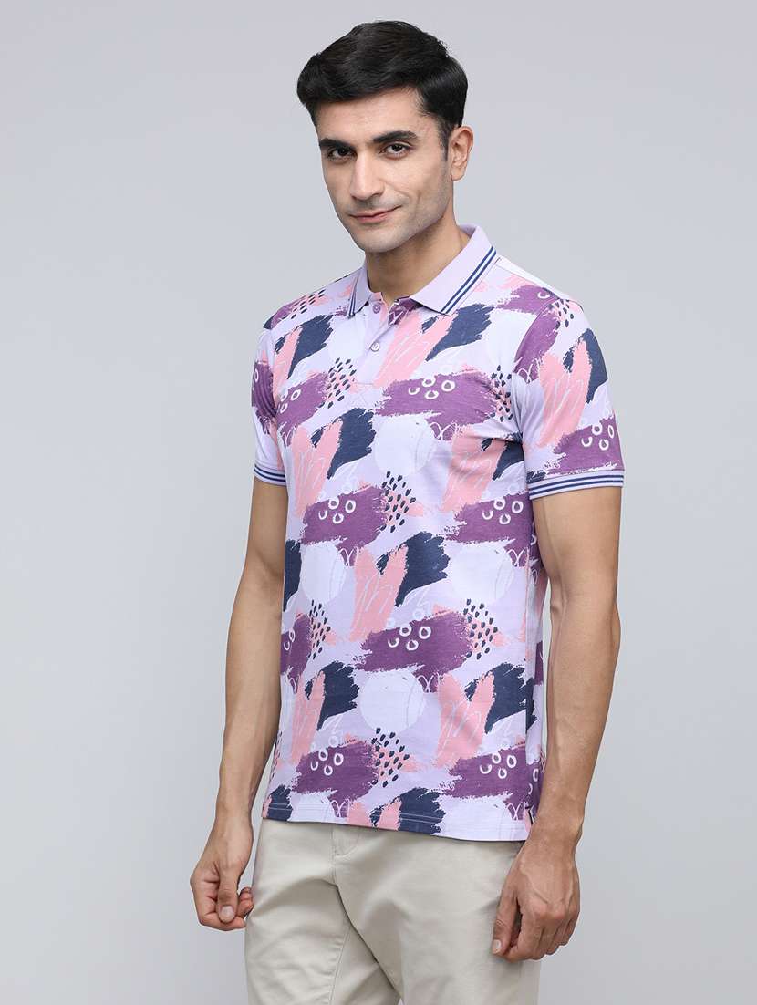 men printed short sleeve slim fit polo t-shirt - 21943050 -  Standard Image - 1