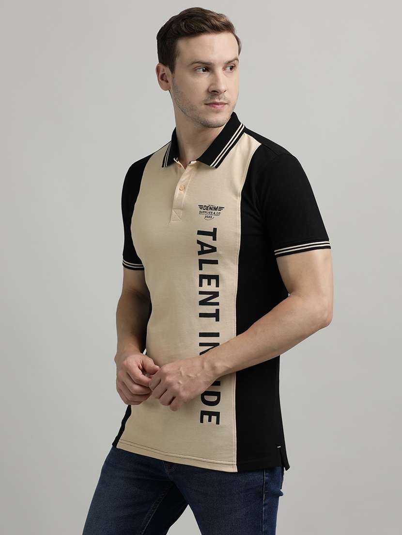men color block short sleeve slim fit polo t-shirt - 21943051 -  Standard Image - 1