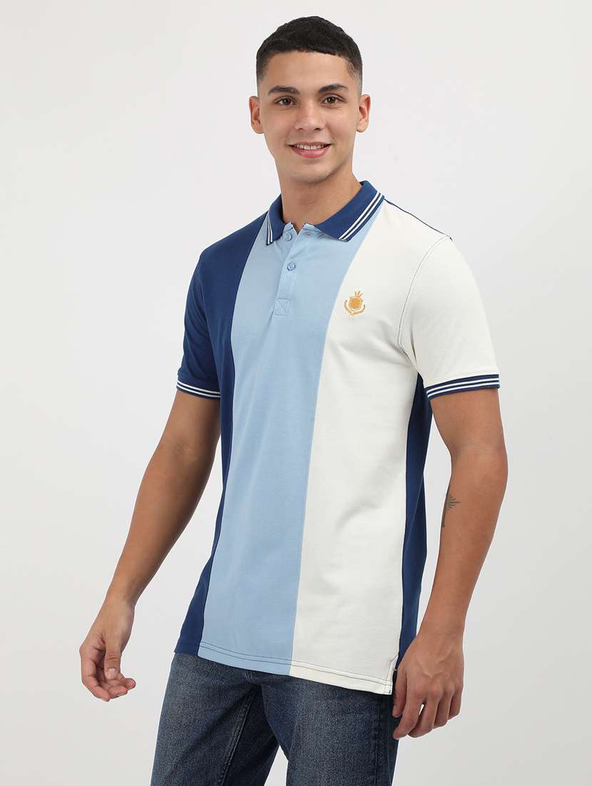 men color block short sleeve slim fit polo t-shirt - 21943054 -  Standard Image - 1