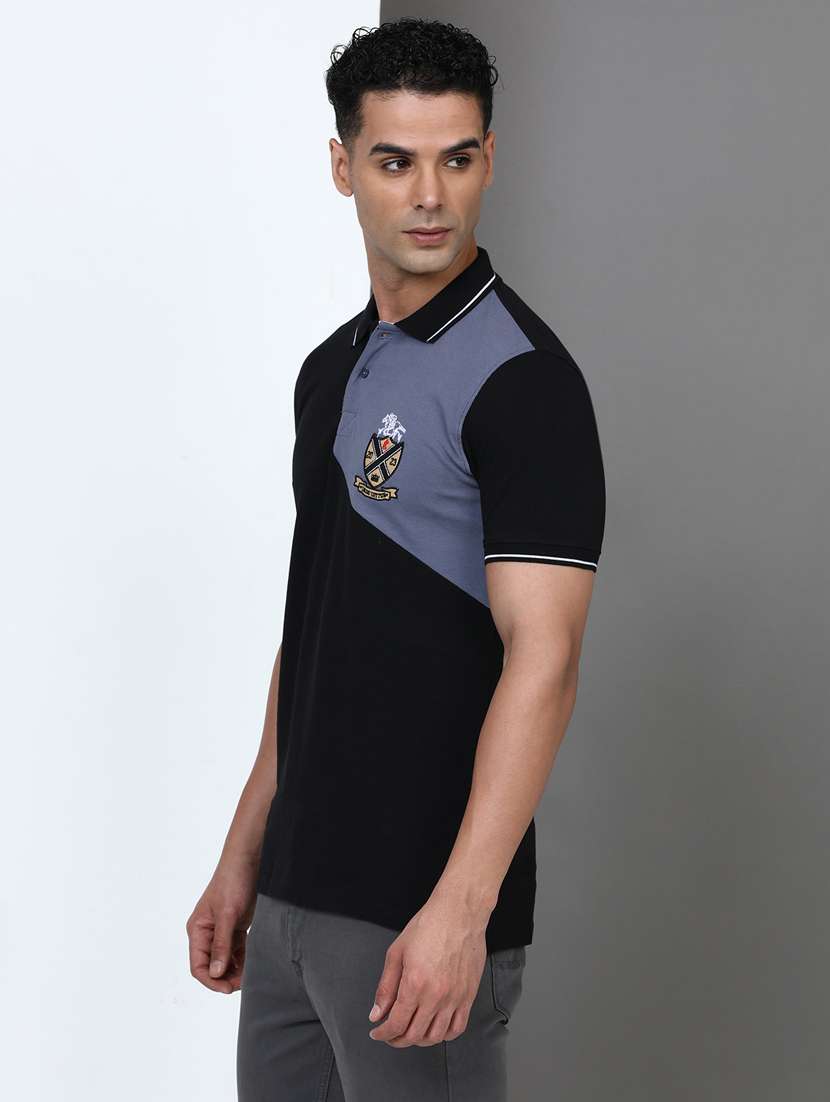 men color block short sleeve slim fit polo t-shirt - 21943055 -  Standard Image - 1