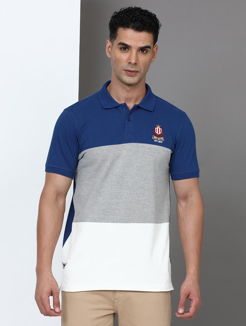 men color block short sleeve slim fit polo t-shirt