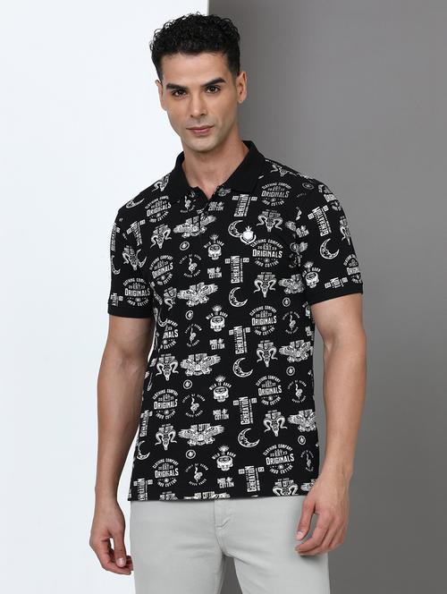 men printed short sleeve slim fit polo t-shirt - 21943058 - Standard Image - 0