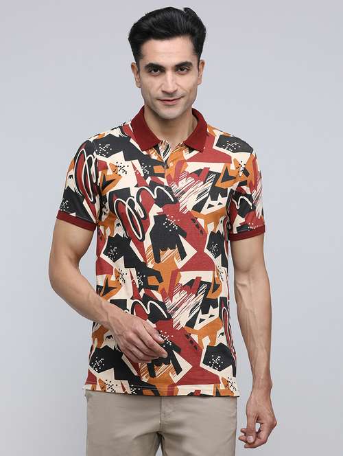 men printed short sleeve slim fit polo t-shirt - 21943063 - Standard Image - 0