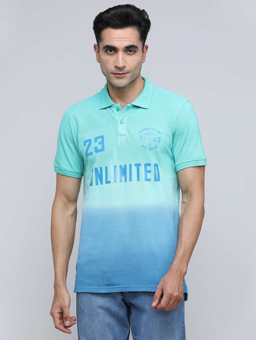 men printed short sleeve slim fit polo t-shirt