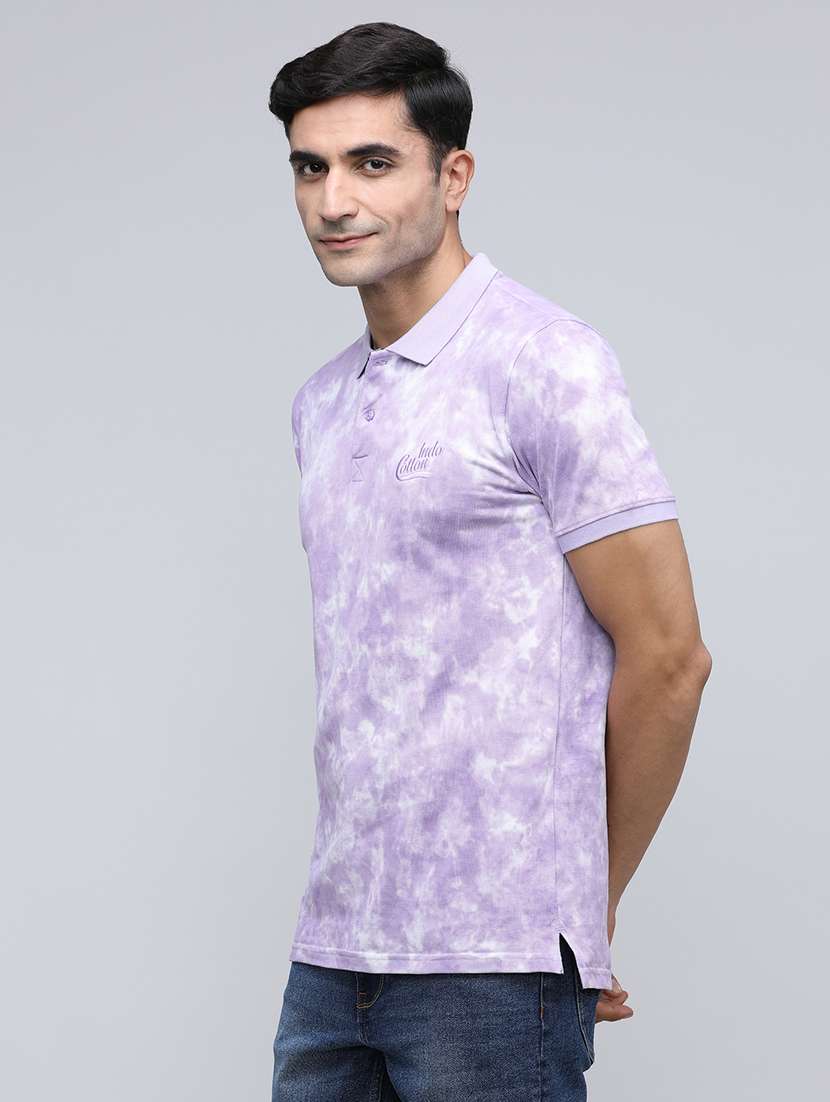 men printed short sleeve slim fit polo t-shirt - 21943068 -  Standard Image - 1