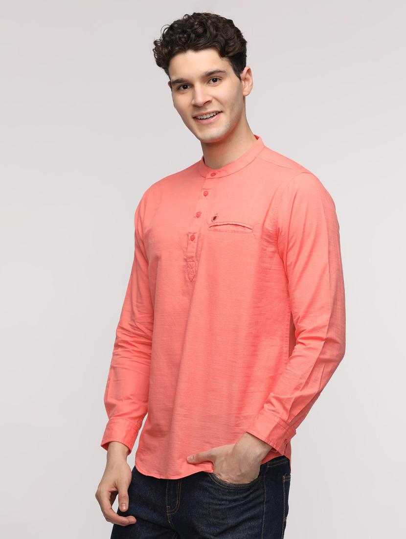 men solid mandarin neck short kurta - 21943074 - Standard Image - 1
