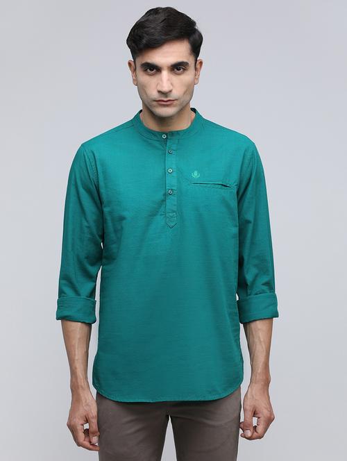 men solid mandarin neck short kurta - 21943075 - Standard Image - 0