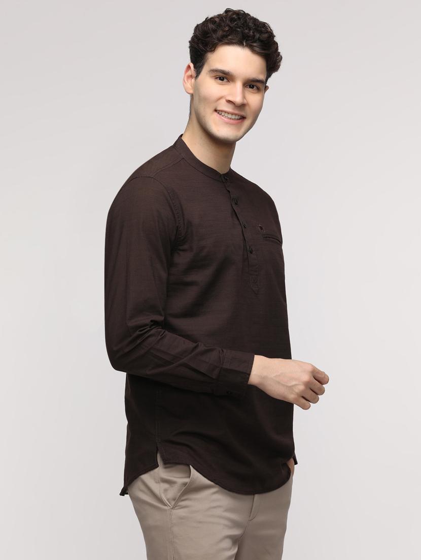 men solid mandarin neck short kurta - 21943076 -  Standard Image - 1