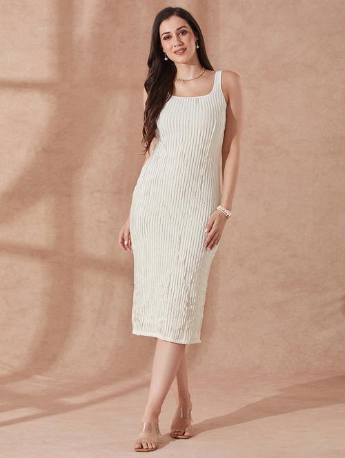 globus women white square neck lace detail back slit midi bodycon party dress - 21943133 -  Standard Image - 0