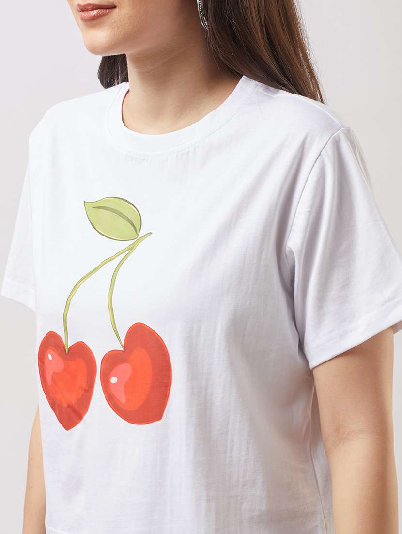 women printed short sleeve crop t-shirt - 21943221 -  Standard Image - 4