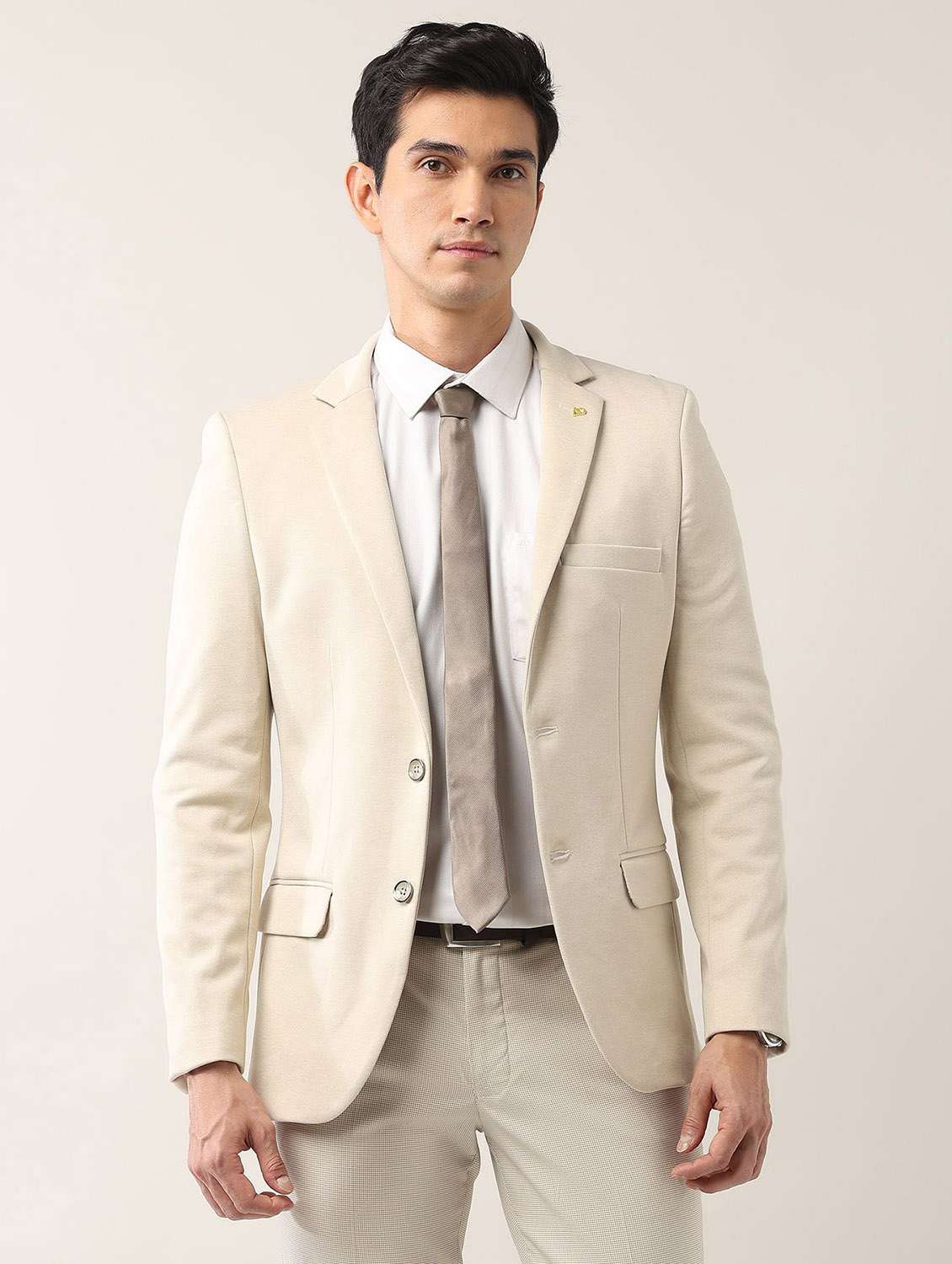 men lapel collar single breasted blazer